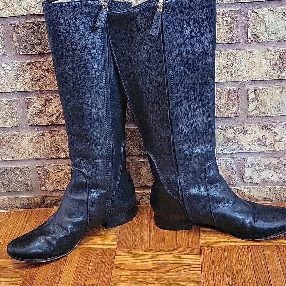DVF Diane von Furstenberg Black Leather Knee High Riding Boots Size 9